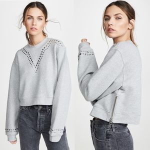 Current/Elliott Side Zip The Message Sweatshirt Silver Studded NWT